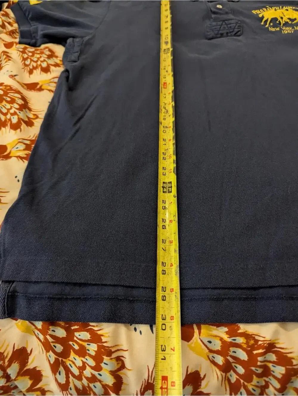 Polo Ralph Lauren Rugby Shirt XL Navy Blue Yellow 1967 NY Big Pony Vintage Style